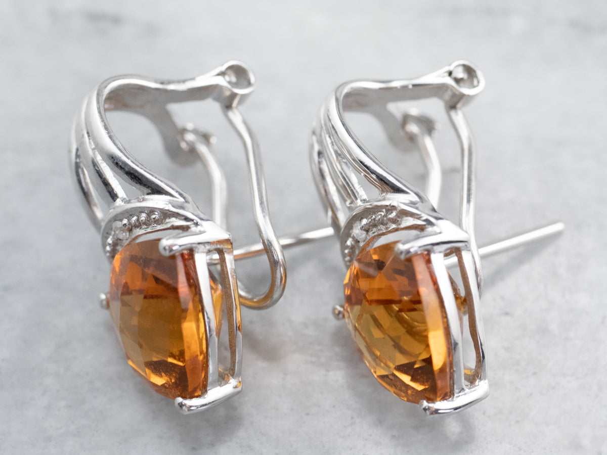 Citrine and Diamond White Gold Earrings