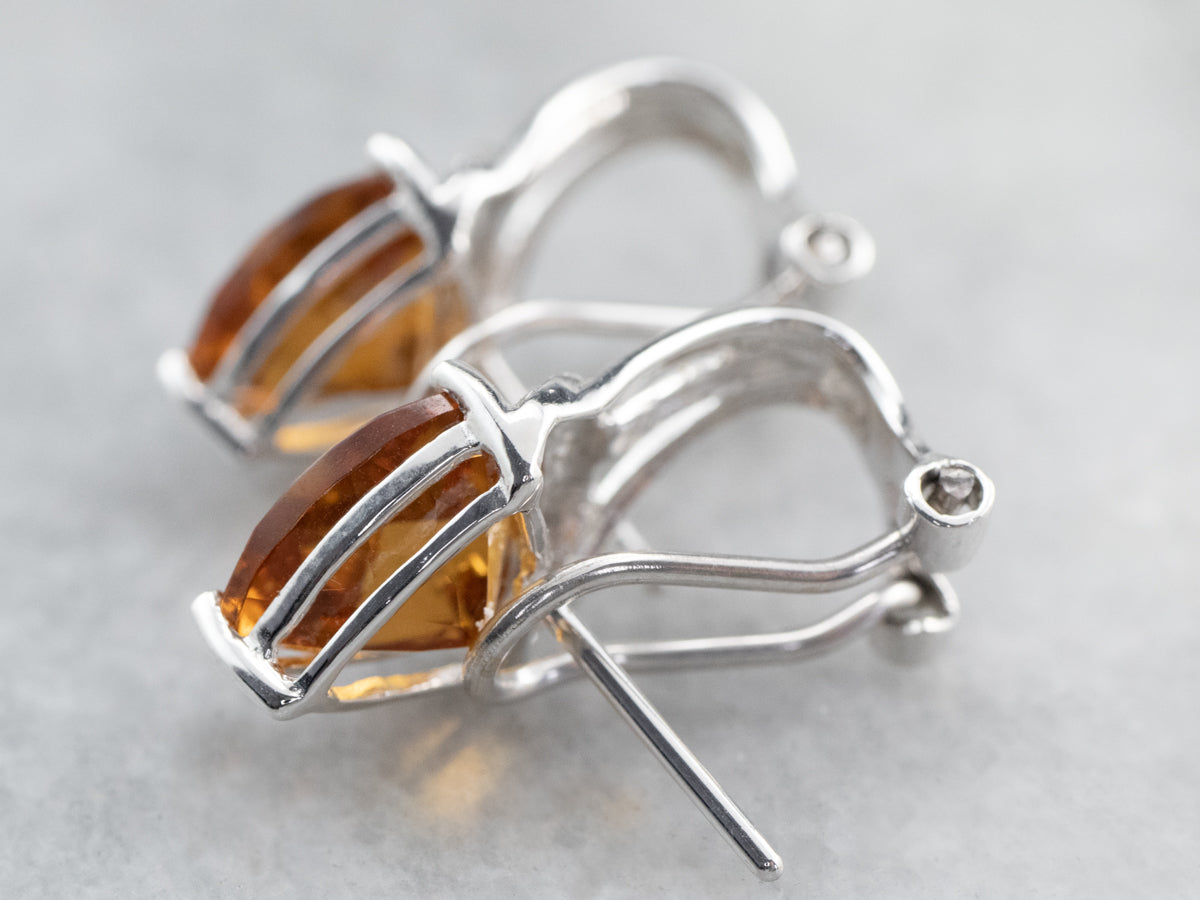Citrine and Diamond White Gold Earrings