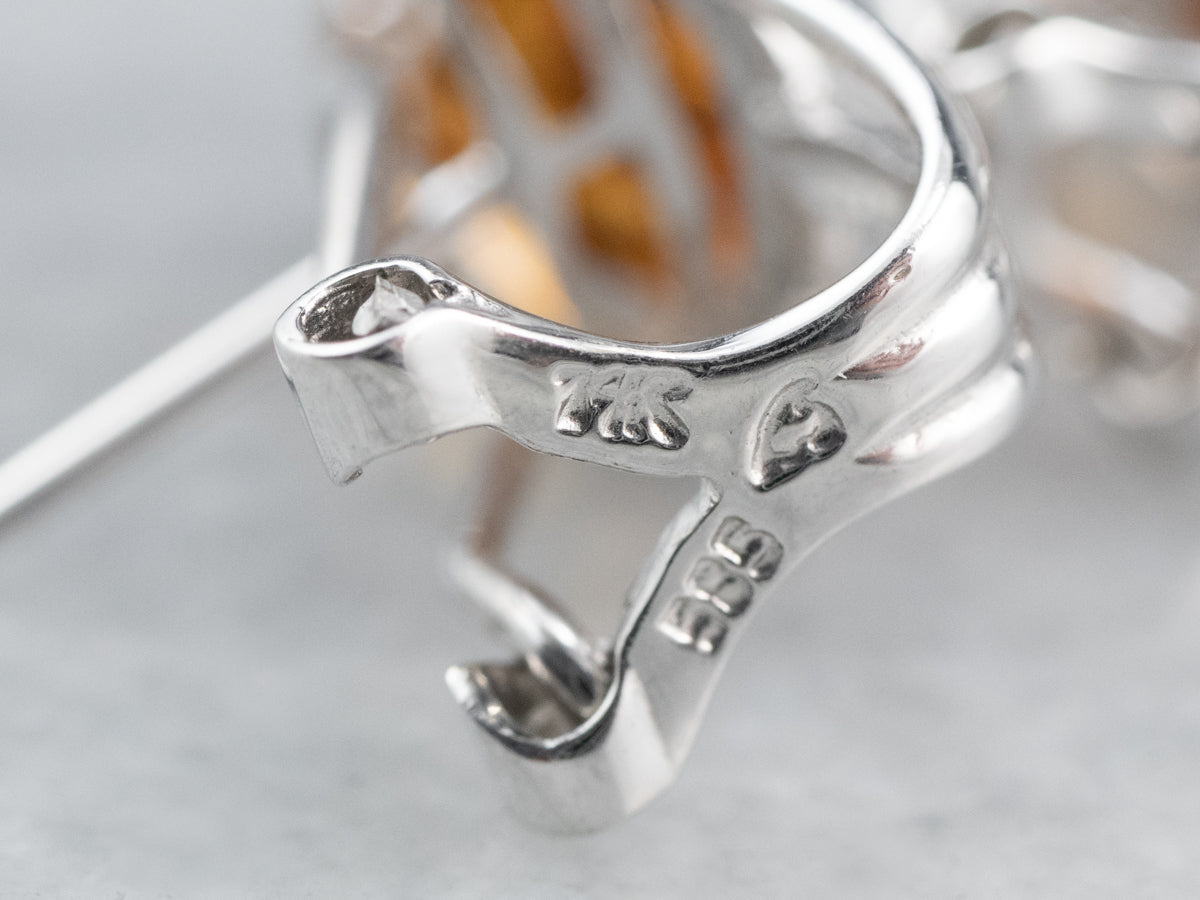 Citrine and Diamond White Gold Earrings
