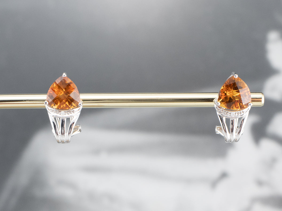 Citrine and Diamond White Gold Earrings