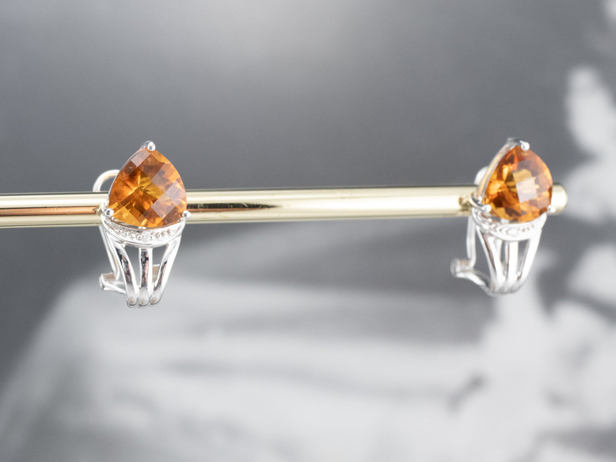 Citrine and Diamond White Gold Earrings