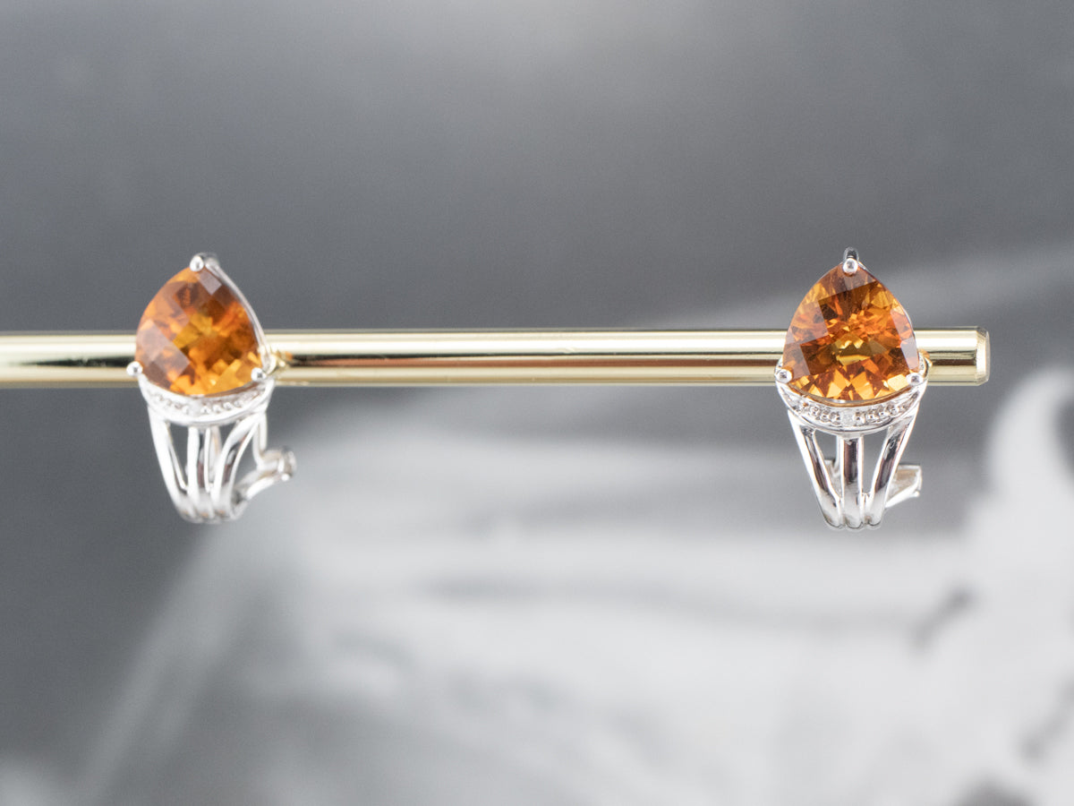 Citrine and Diamond White Gold Earrings