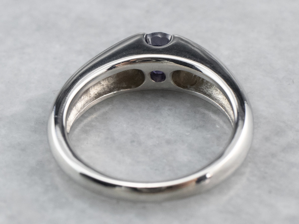 Modern Platinum Sapphire Solitaire Engagement Ring