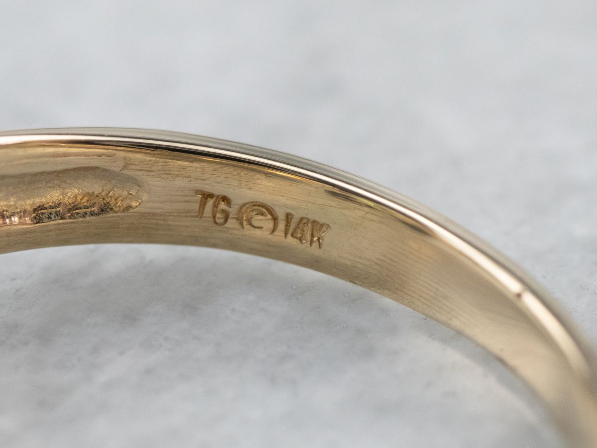 Two Tone Gold Peridot and Diamond Ring