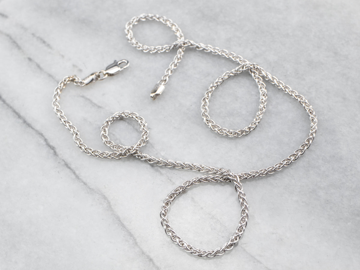 White Gold Box Wheat Chain