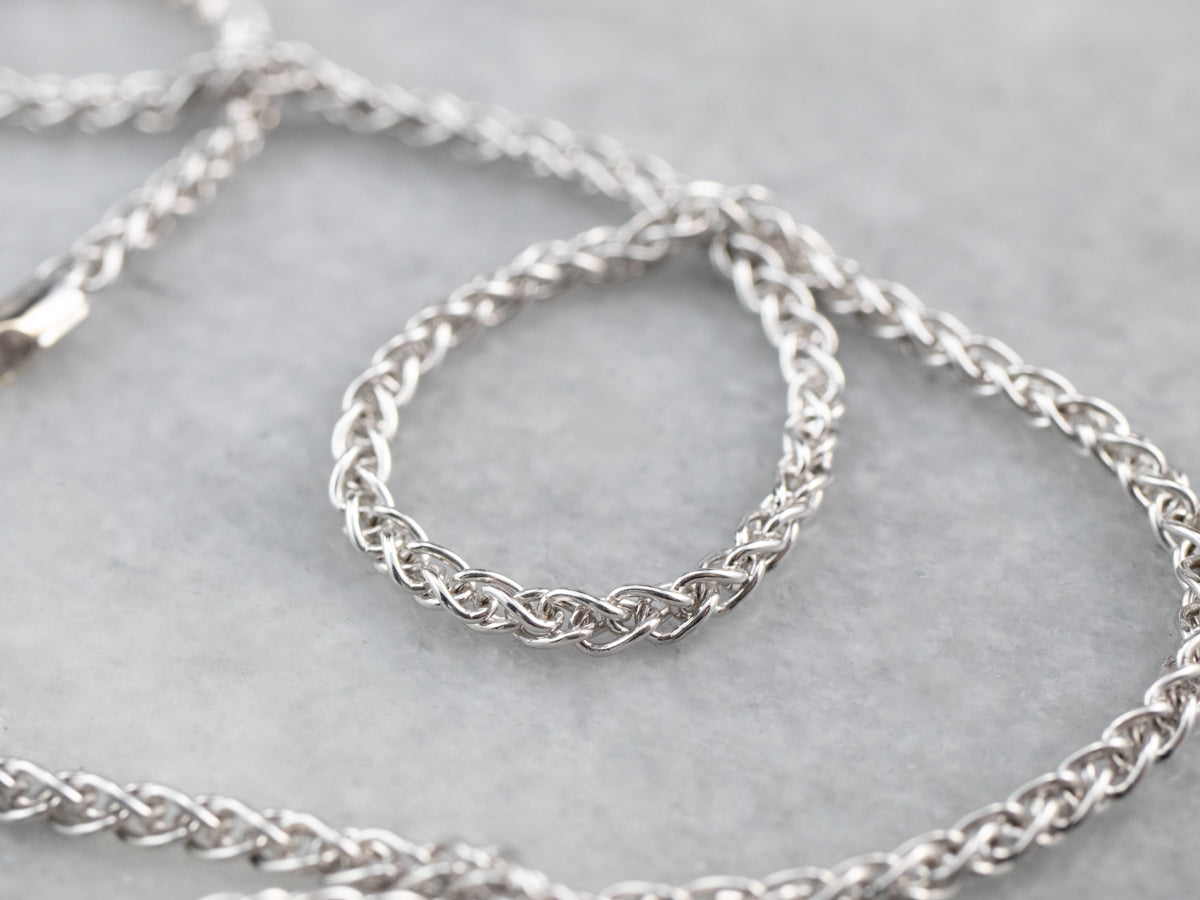 White Gold Box Wheat Chain