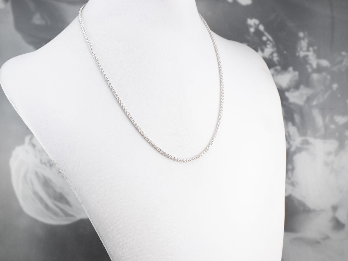 White Gold Box Wheat Chain