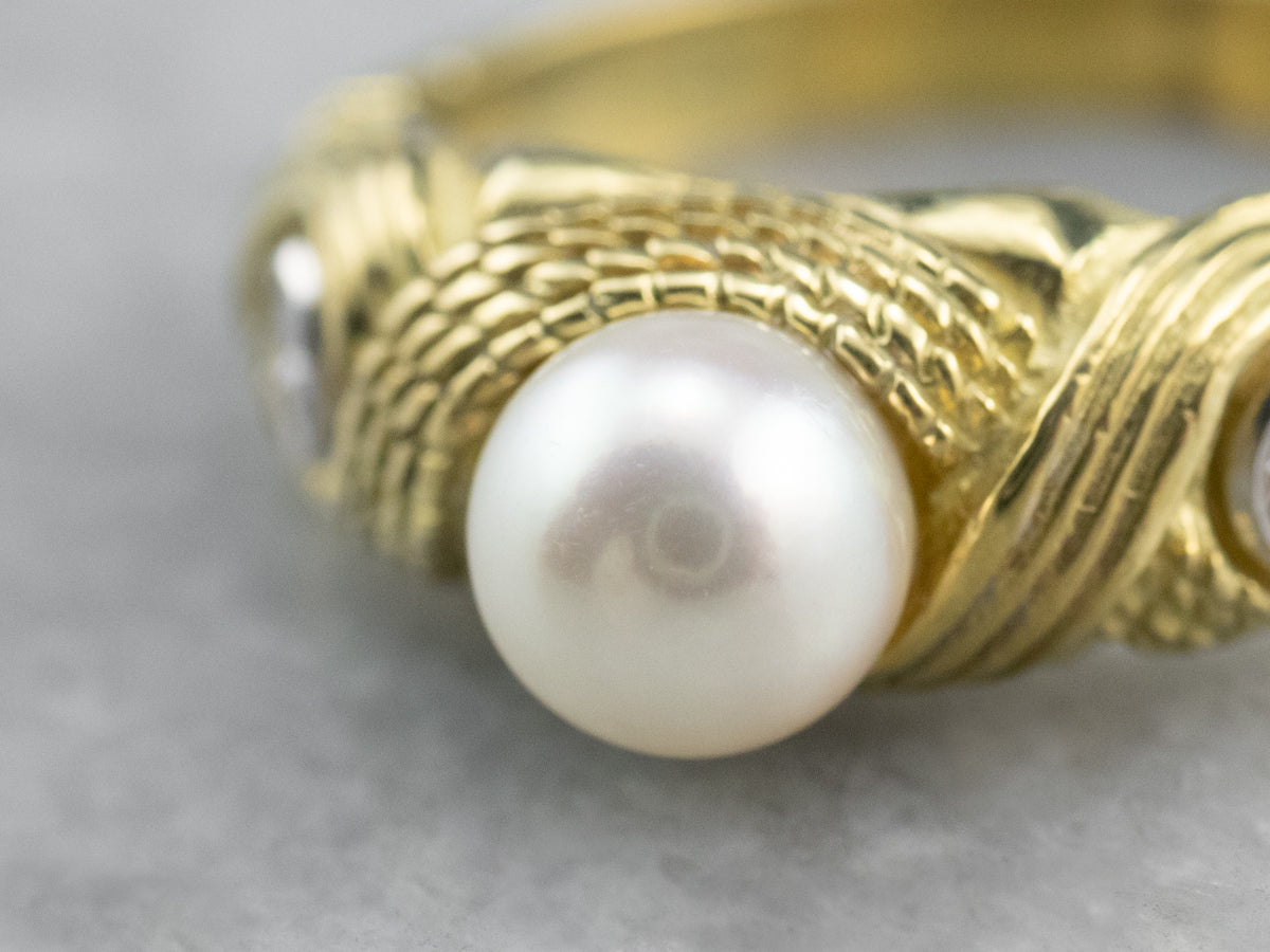 Nautical Pearl and Diamond Ring