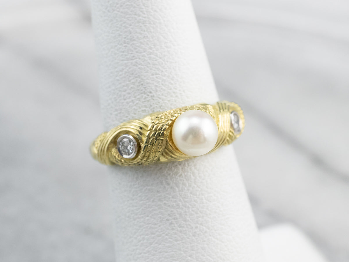 Nautical Pearl and Diamond Ring