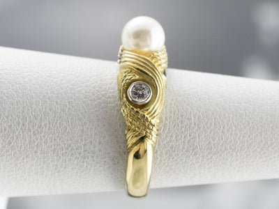 Nautical Pearl and Diamond Ring