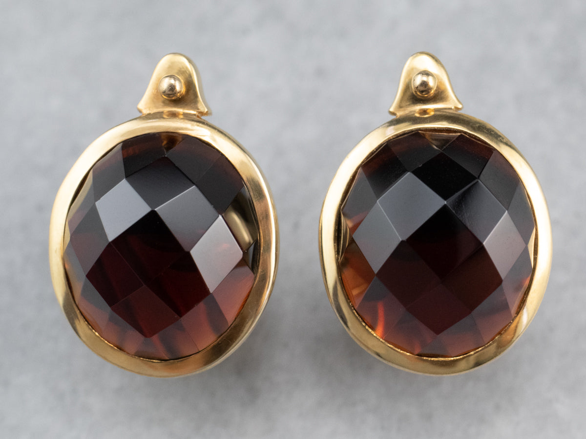 Bold Gold Garnet Stud Earrings