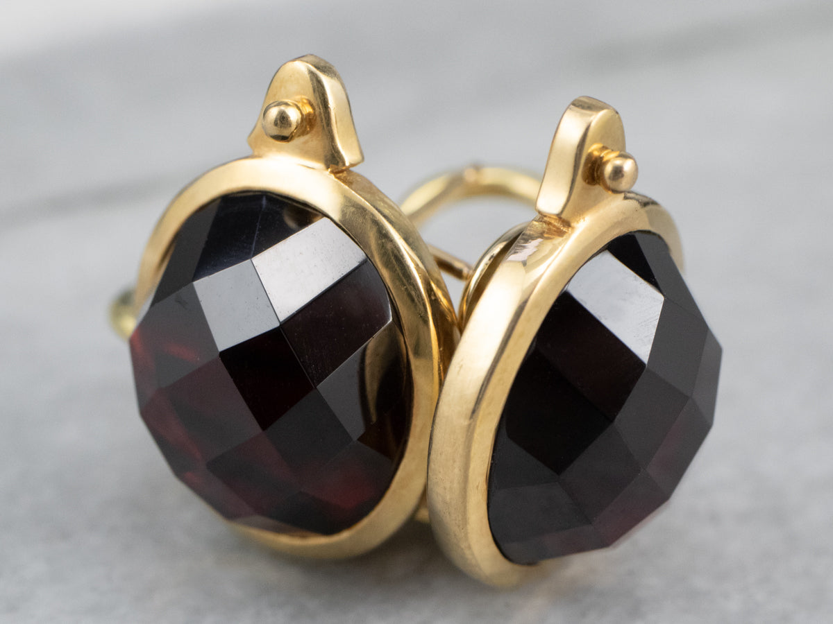 Bold Gold Garnet Stud Earrings