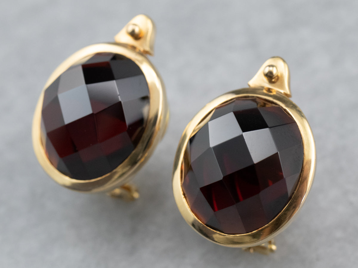 Bold Gold Garnet Stud Earrings