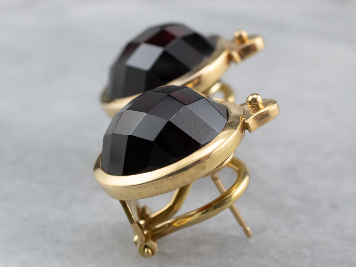 Bold Gold Garnet Stud Earrings