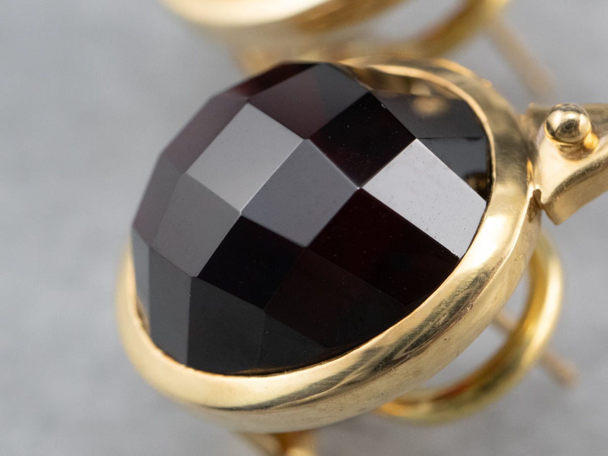 Bold Gold Garnet Stud Earrings