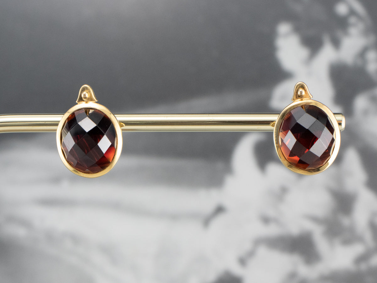 Bold Gold Garnet Stud Earrings