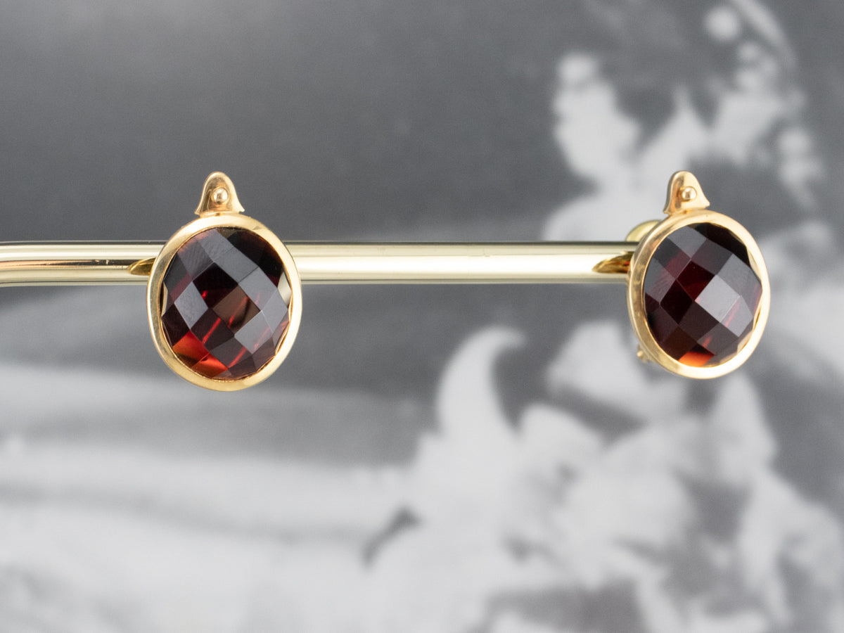 Bold Gold Garnet Stud Earrings