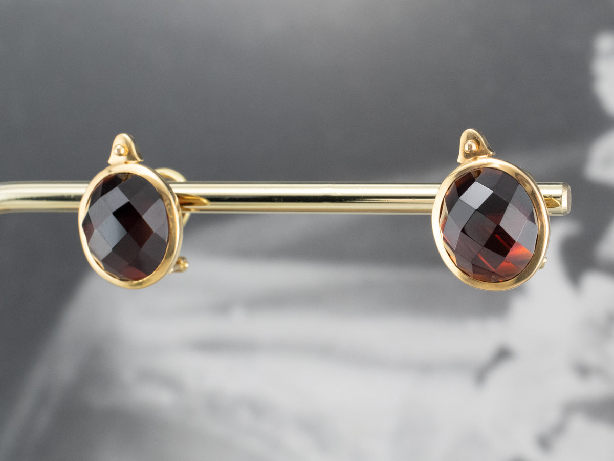 Bold Gold Garnet Stud Earrings