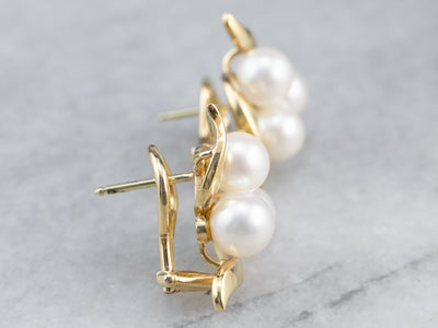 Gold Cultured Pearl Cluster Earrings