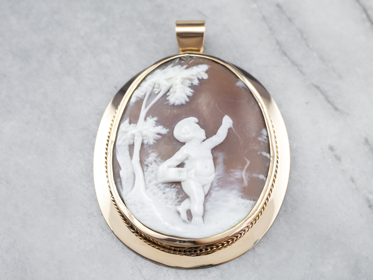 Large Cameo Cherub Pendant