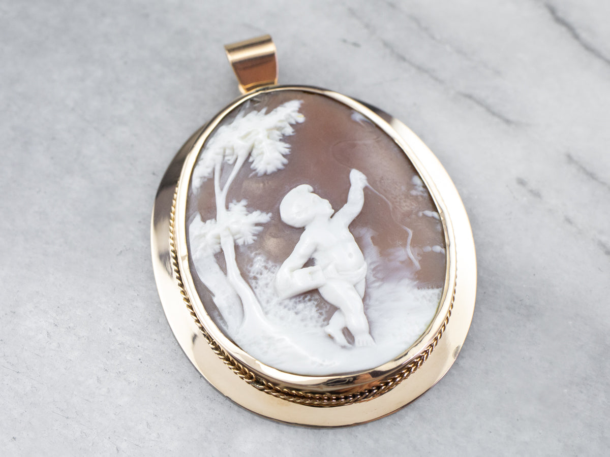 Large Cameo Cherub Pendant