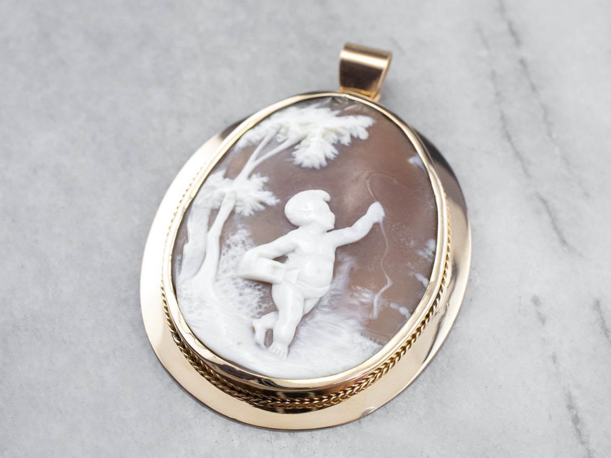 Large Cameo Cherub Pendant