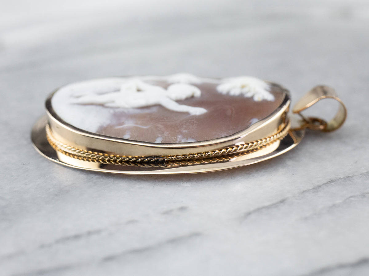 Large Cameo Cherub Pendant