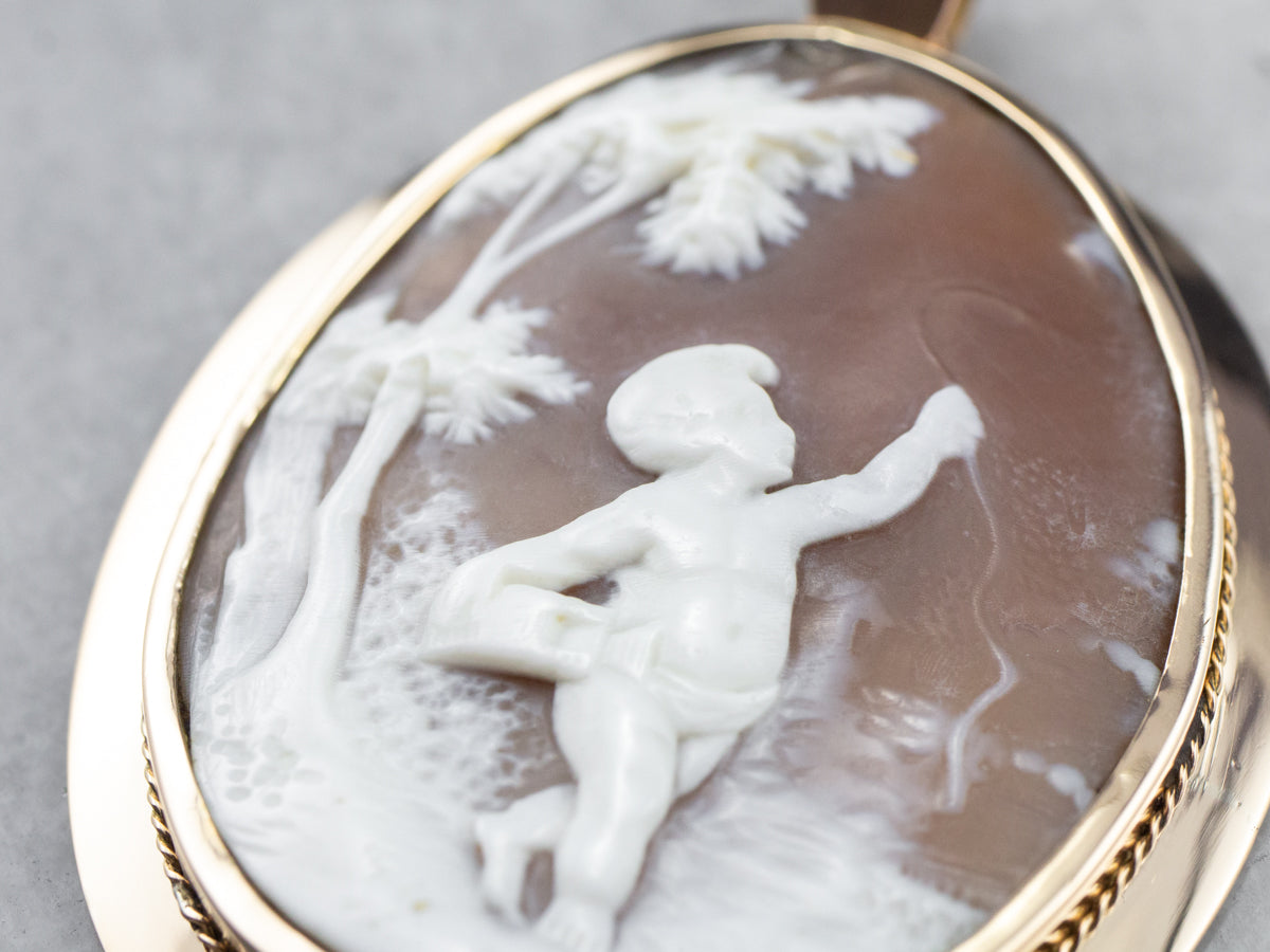 Large Cameo Cherub Pendant