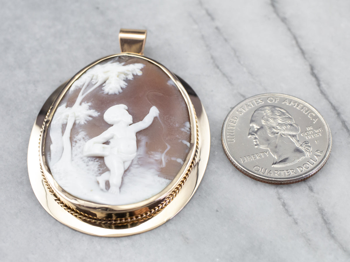 Large Cameo Cherub Pendant