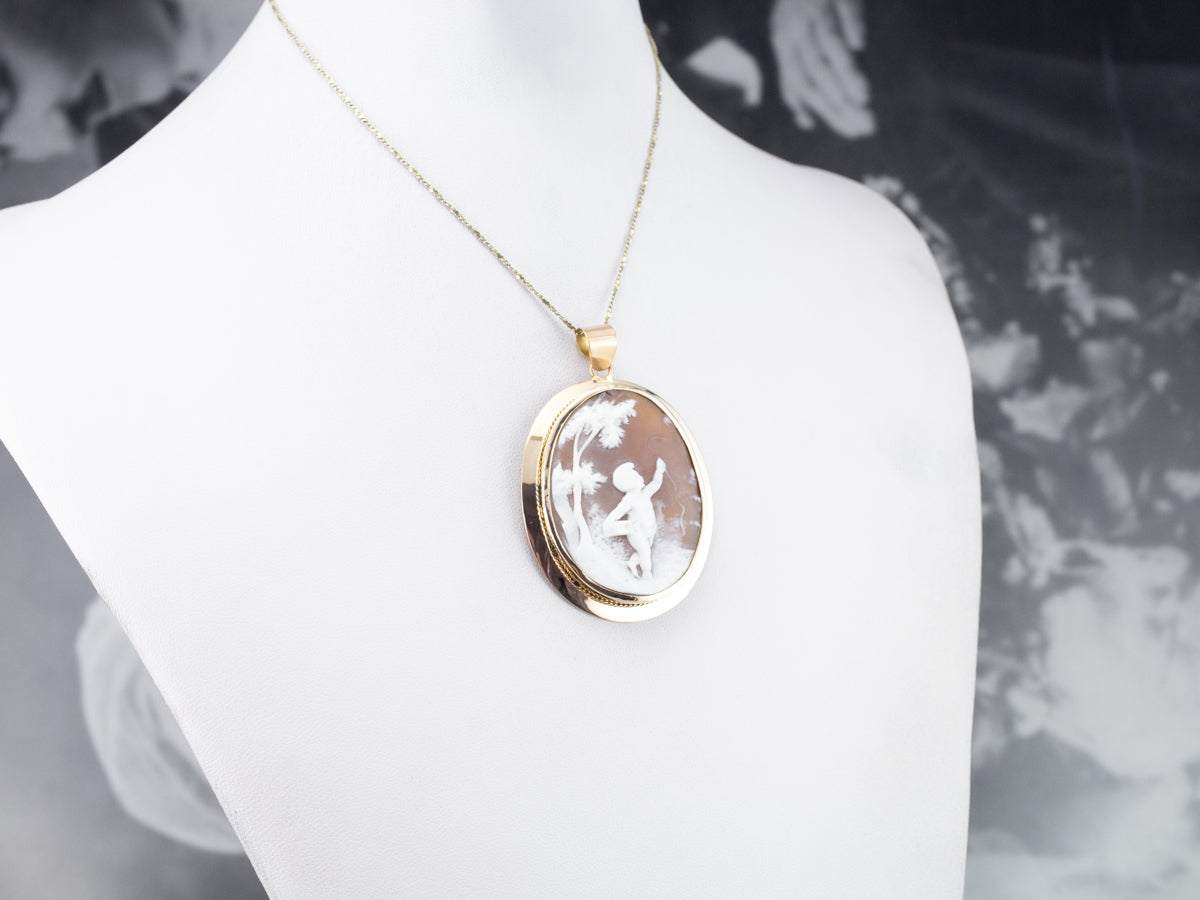 Large Cameo Cherub Pendant