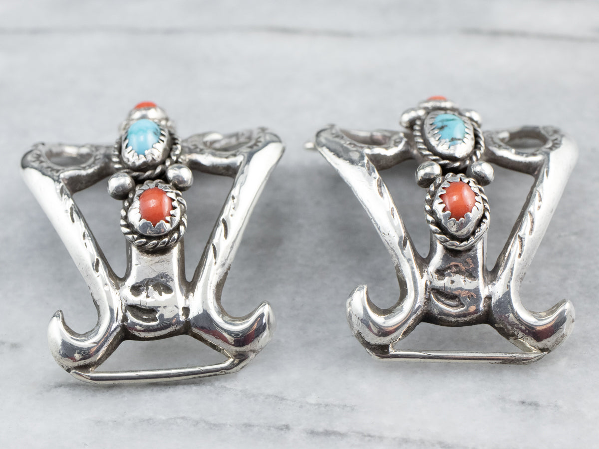 Sterling Silver Turquoise and Coral Watch Tips