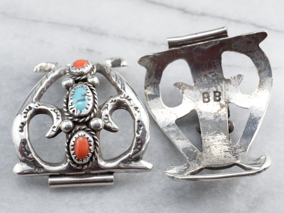Sterling Silver Turquoise and Coral Watch Tips