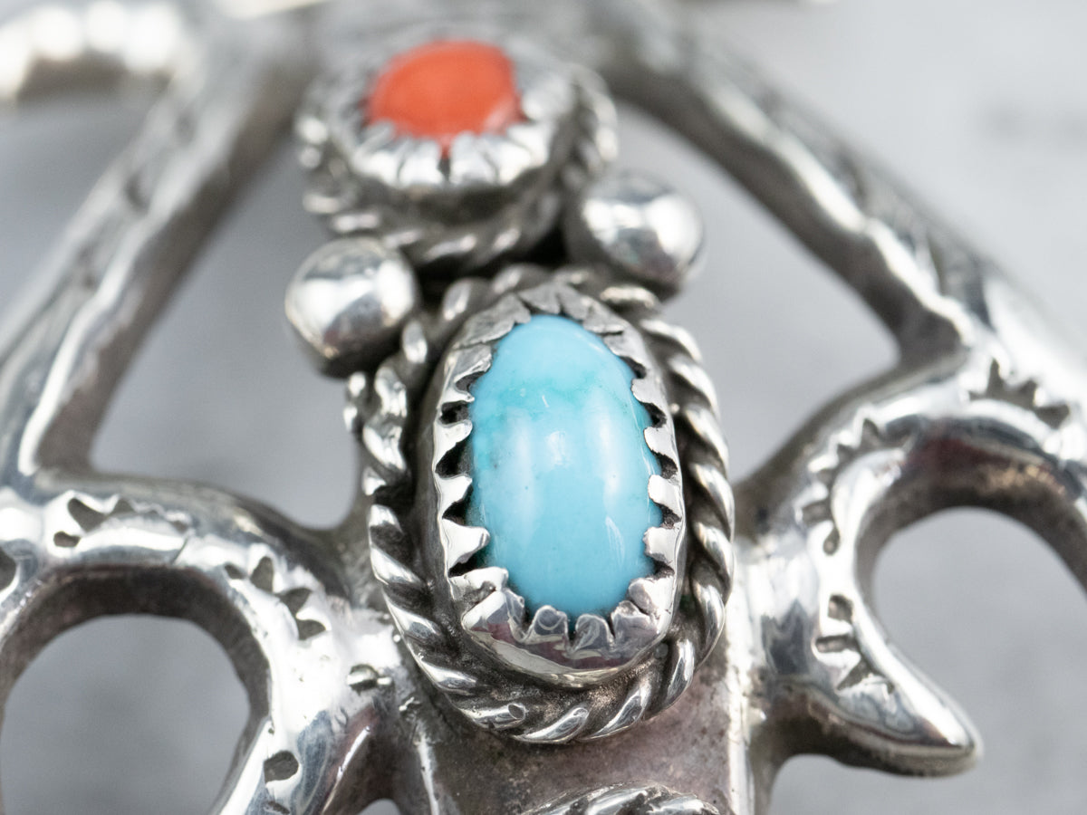 Sterling Silver Turquoise and Coral Watch Tips