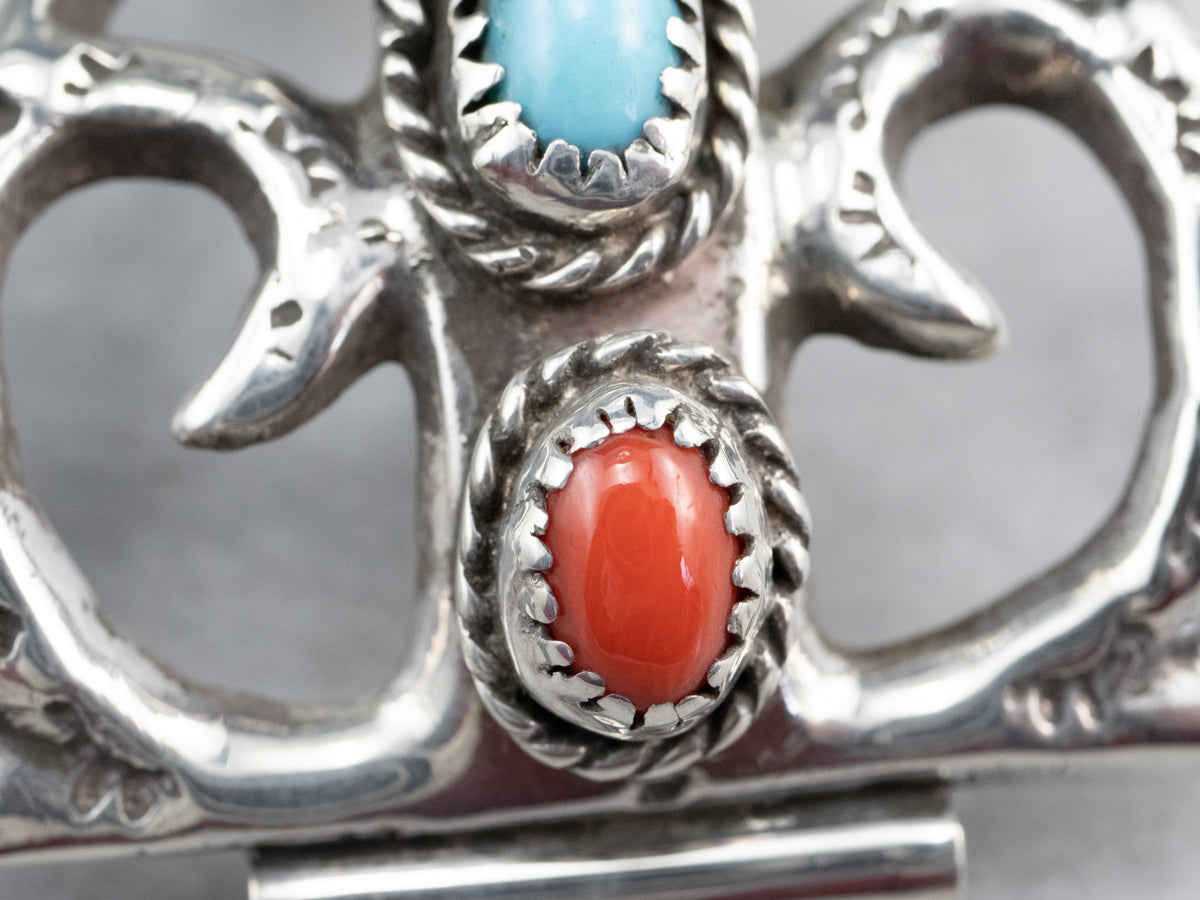 Sterling Silver Turquoise and Coral Watch Tips