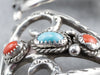 Sterling Silver Turquoise and Coral Watch Tips