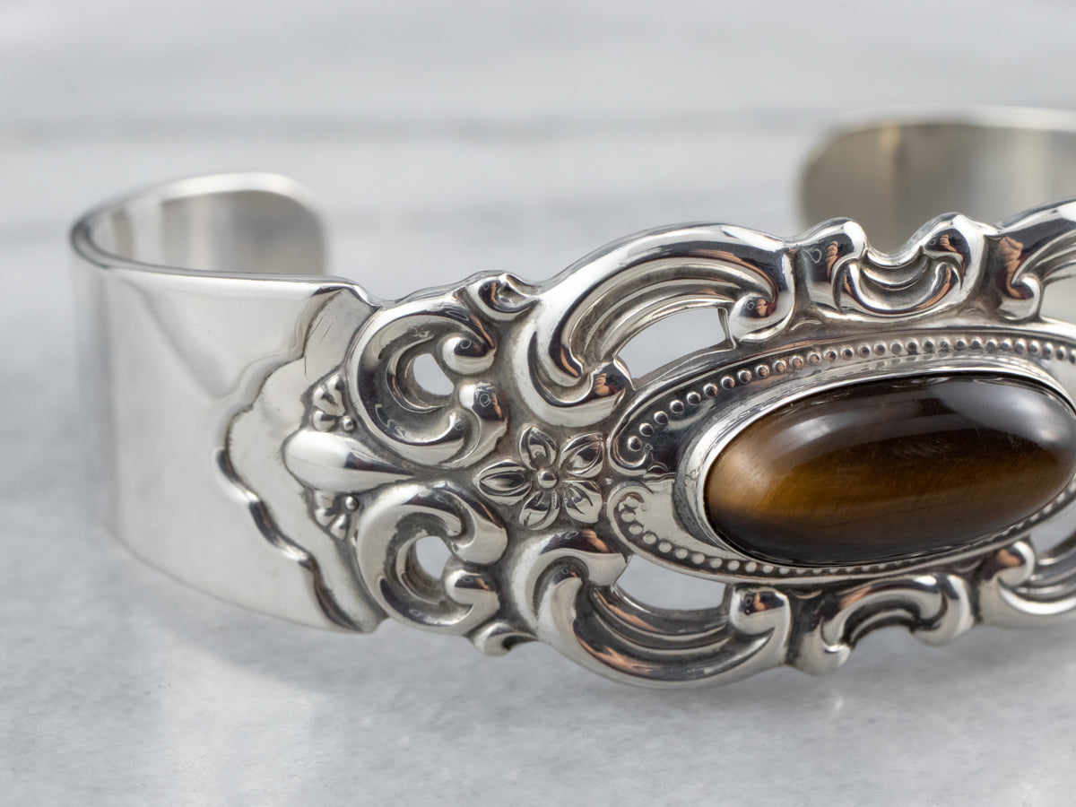 Towel Sterling Silver Tigers Eye Cuff Bracelet