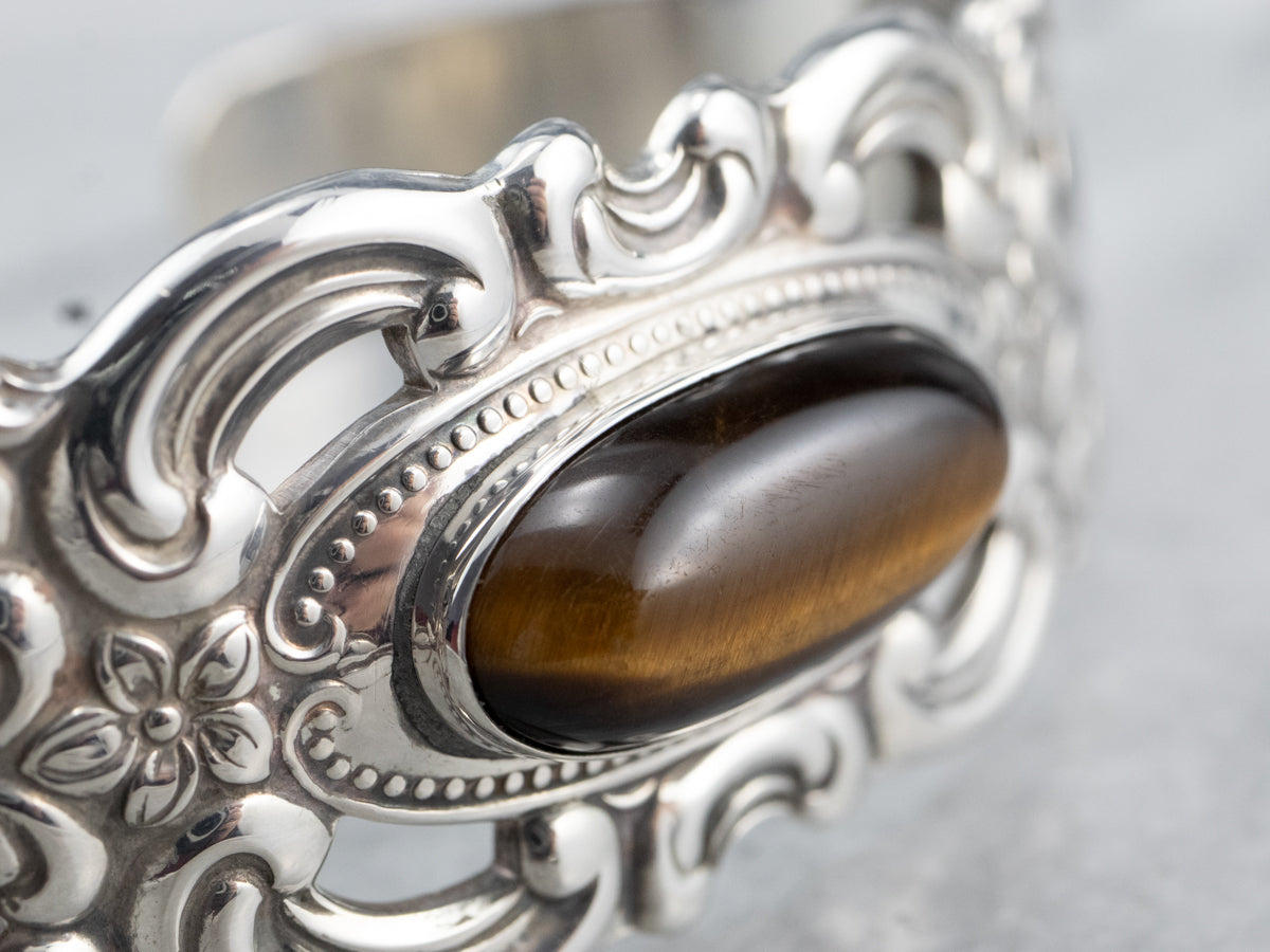 Towel Sterling Silver Tigers Eye Cuff Bracelet