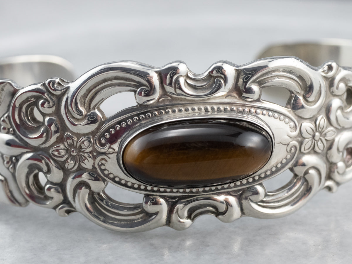 Towel Sterling Silver Tigers Eye Cuff Bracelet