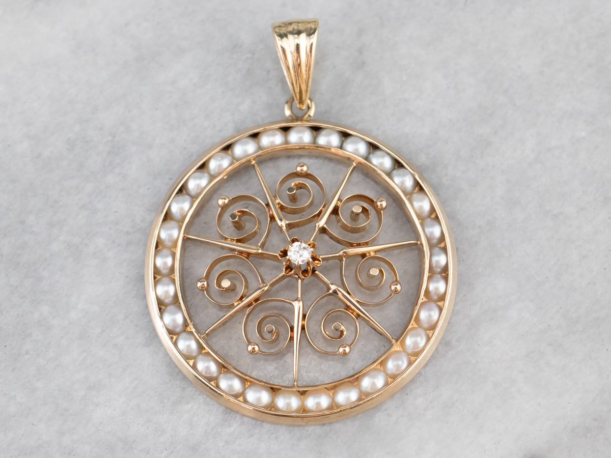 Buttercup Diamond and Pearl Pendant