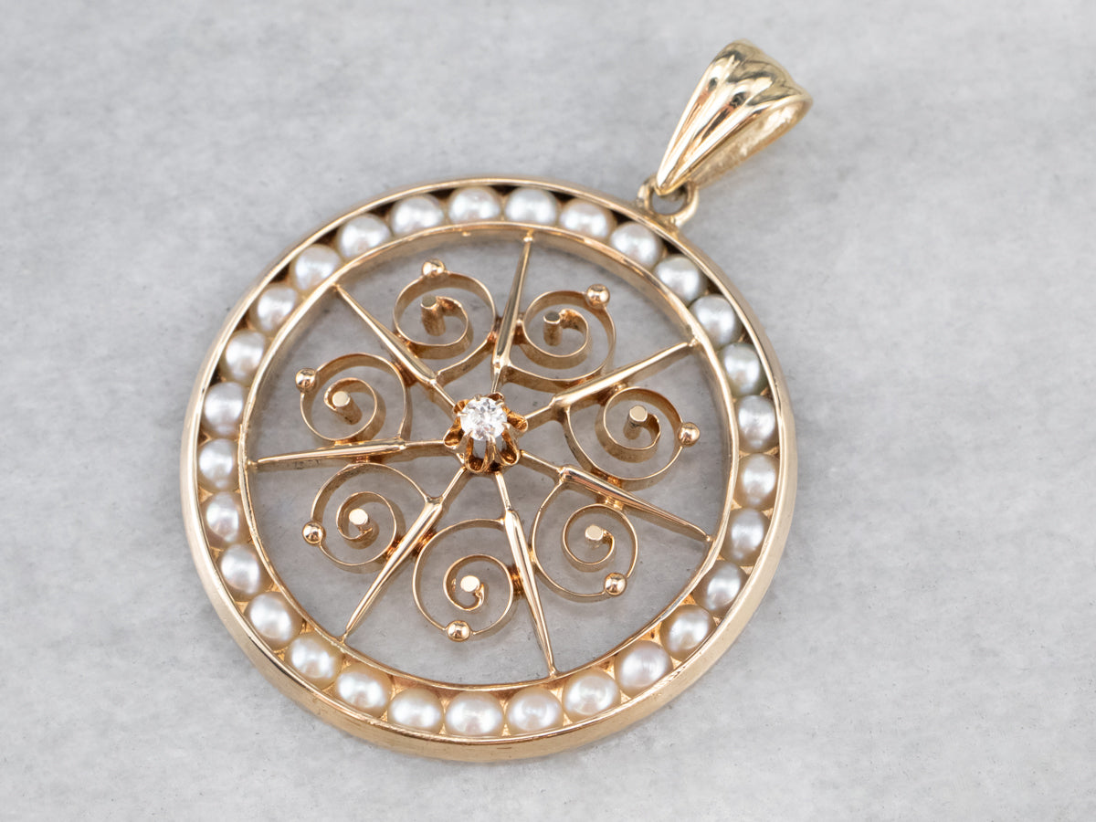 Buttercup Diamond and Pearl Pendant