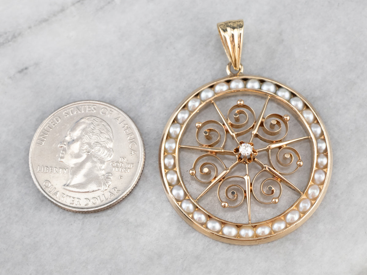 Buttercup Diamond and Pearl Pendant