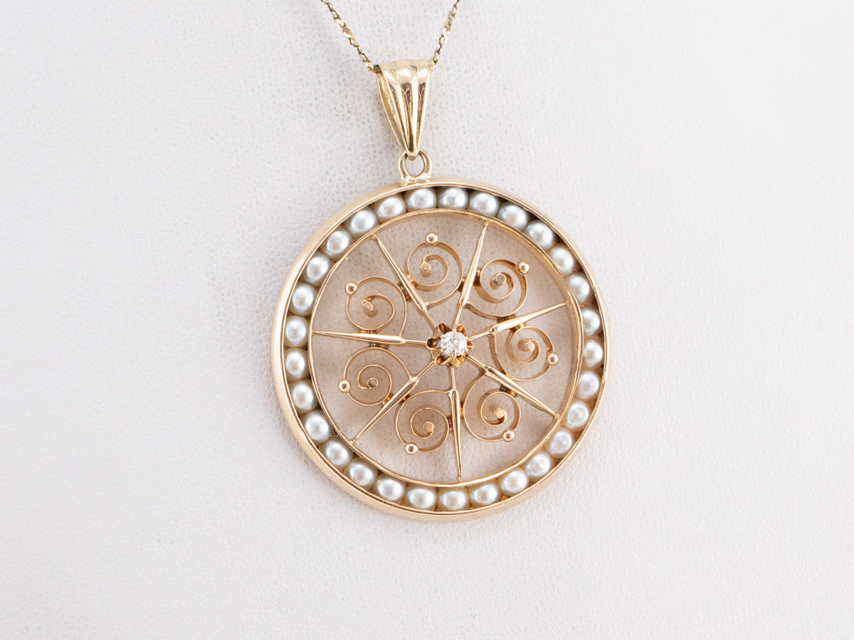 Buttercup Diamond and Pearl Pendant