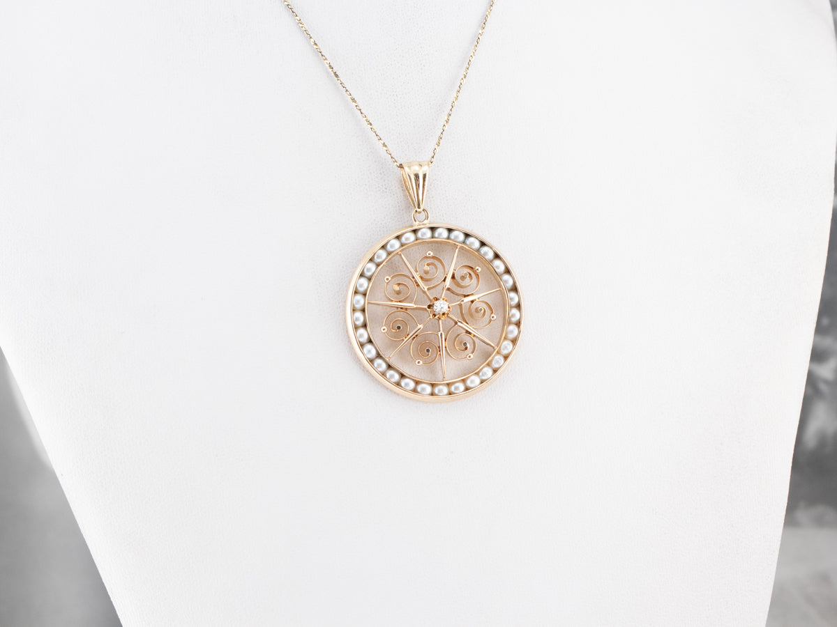 Buttercup Diamond and Pearl Pendant