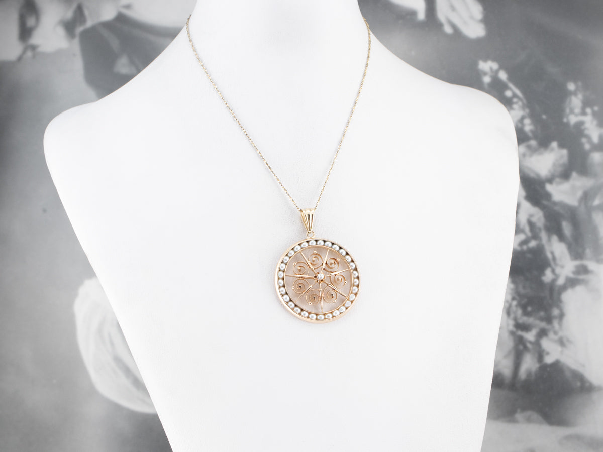Buttercup Diamond and Pearl Pendant