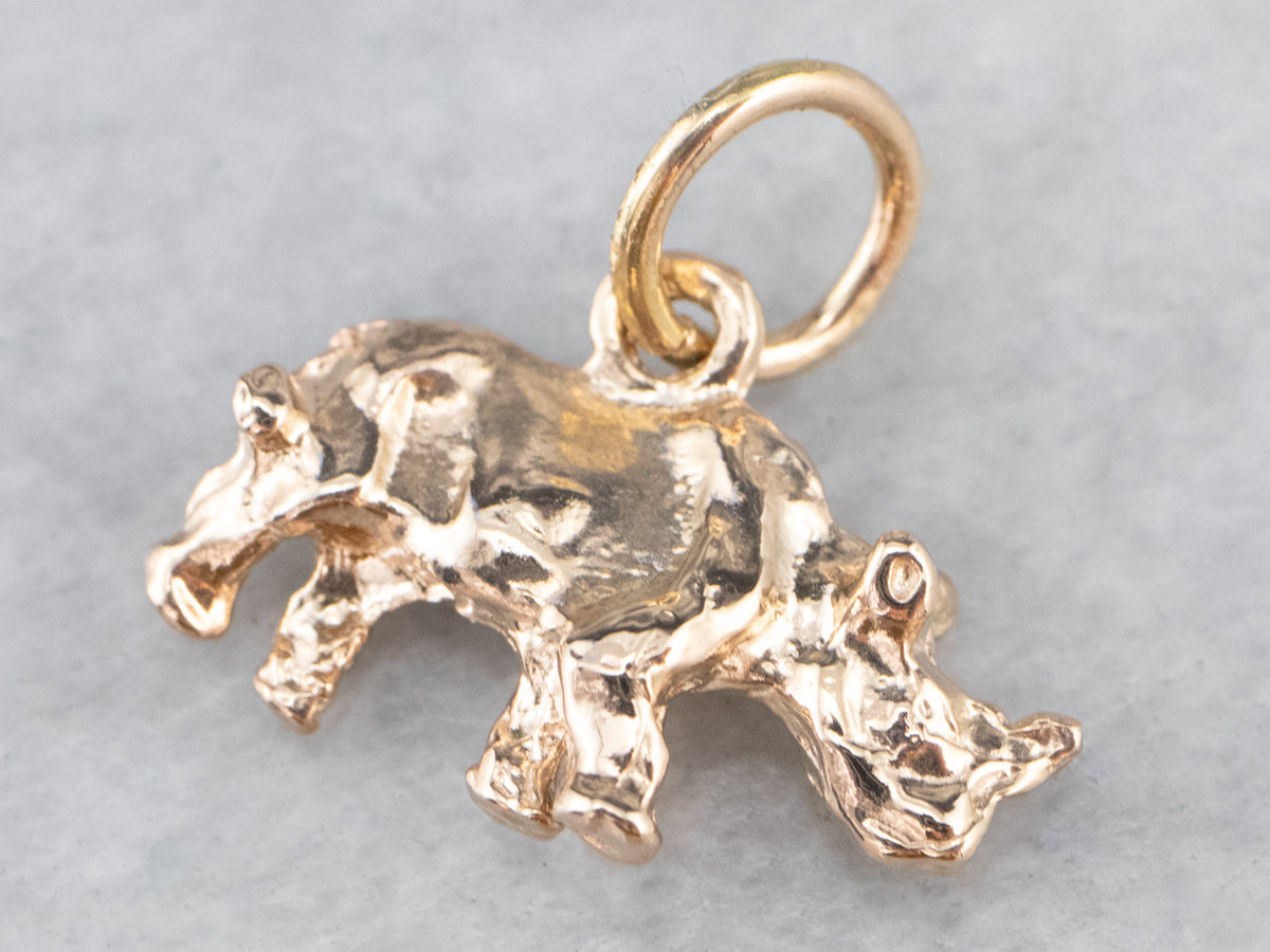 Vintage Gold Rhino Charm