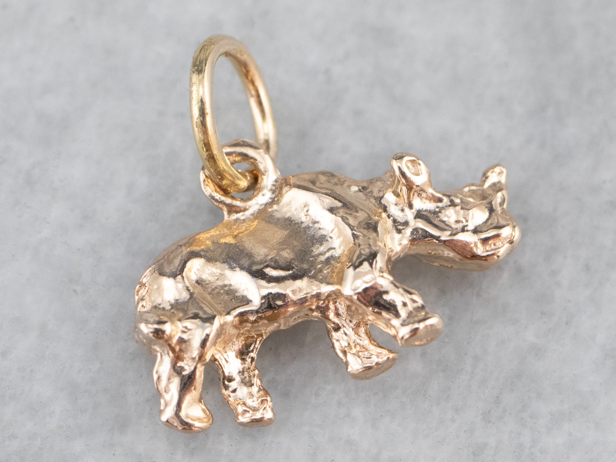 Vintage Gold Rhino Charm