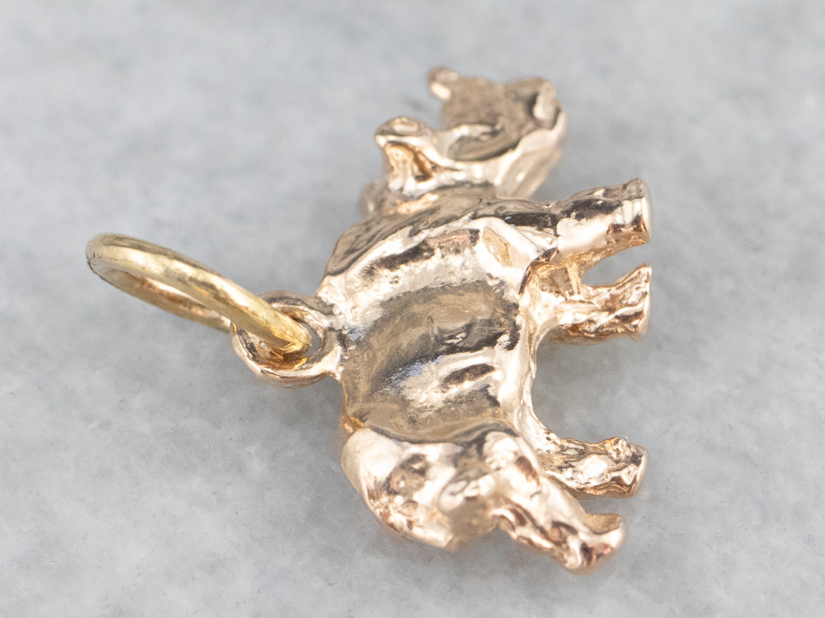 Vintage Gold Rhino Charm