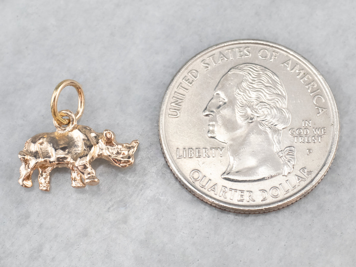 Vintage Gold Rhino Charm