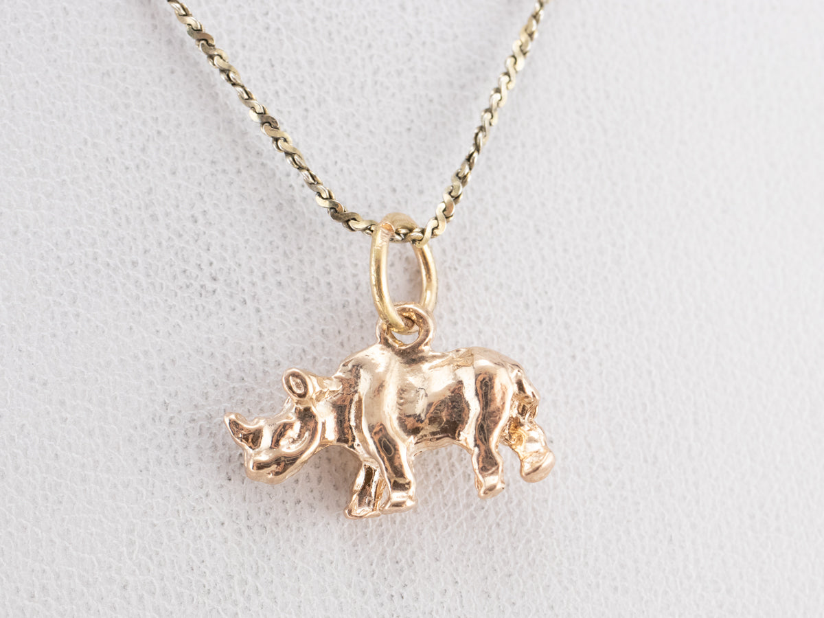 Vintage Gold Rhino Charm