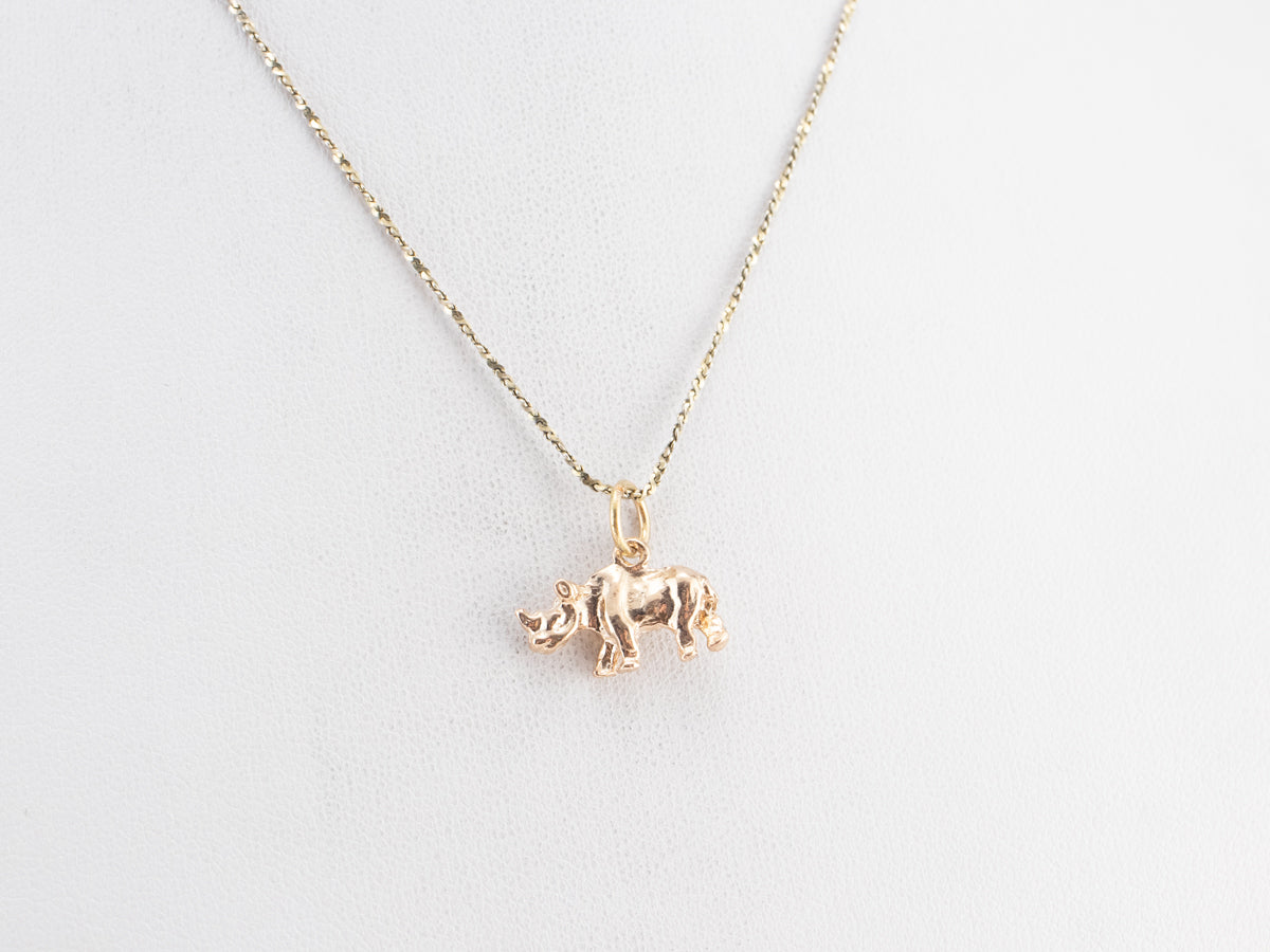 Vintage Gold Rhino Charm